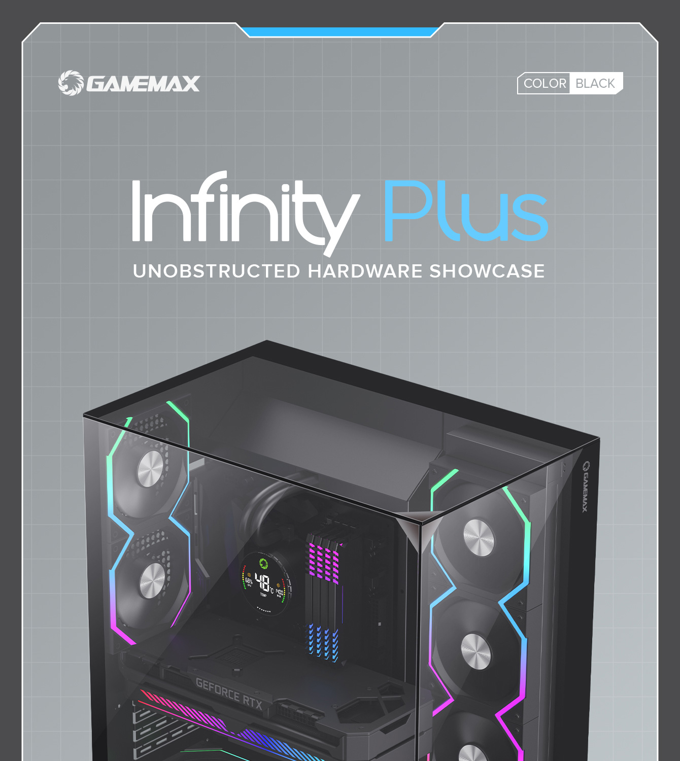 GAMEMAX Infinity Plus PC ATX Mid-Tower Chassis-Black